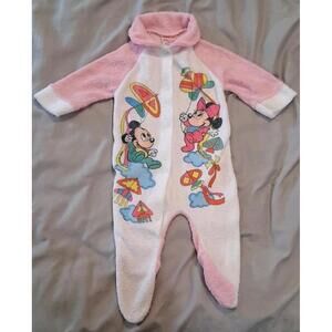 Vintage Disney Mickey Minnie Mouse Newborn Sleeper Playskool Pink Pajamas Baby